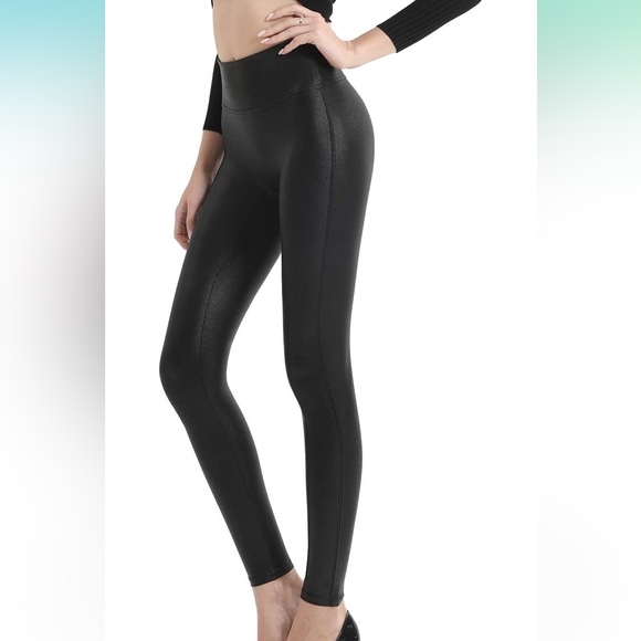 Pink Lily Pants - Faux leather leggings